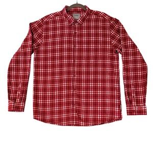 VOI Jeans Men's Slim Fit Plaid‎ Shirt XL Red Check UK Brand Cotton Button Up